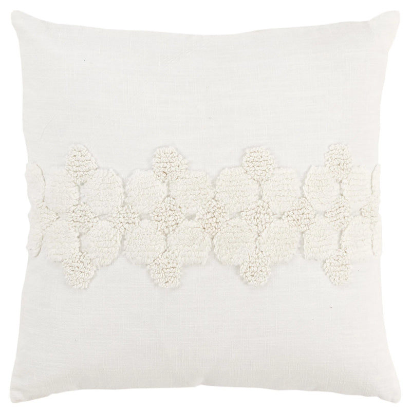 Tonal Geometric Ivory Pillow With Insert Throw Pillows LOOMLAN By LOOMLAN