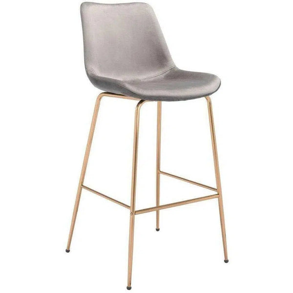 Tony Bar Chair Gray & Gold Bar Stools LOOMLAN By Zuo Modern