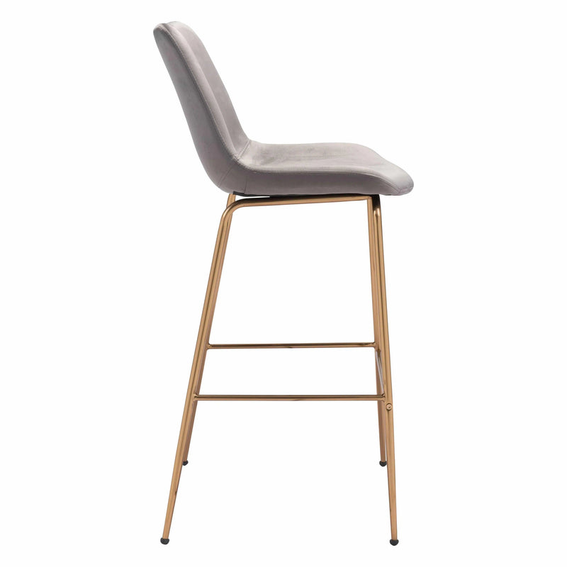 Tony Bar Chair Gray & Gold Bar Stools LOOMLAN By Zuo Modern