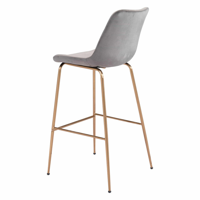 Tony Bar Chair Gray & Gold Bar Stools LOOMLAN By Zuo Modern