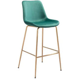 Tony Bar Chair Green & Gold Bar Stools LOOMLAN By Zuo Modern