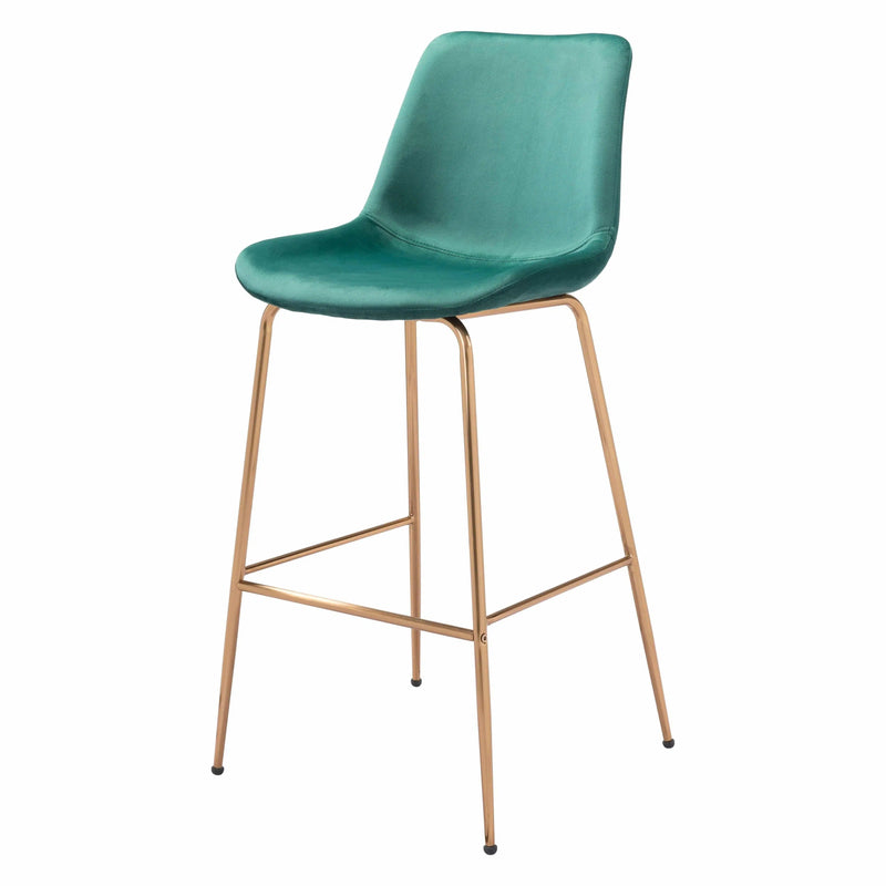 Tony Bar Chair Green & Gold Bar Stools LOOMLAN By Zuo Modern