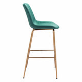 Tony Bar Chair Green & Gold Bar Stools LOOMLAN By Zuo Modern