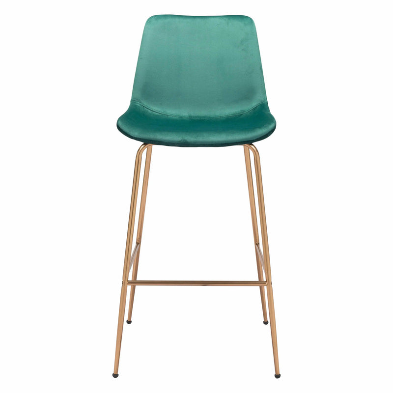 Tony Bar Chair Green & Gold Bar Stools LOOMLAN By Zuo Modern