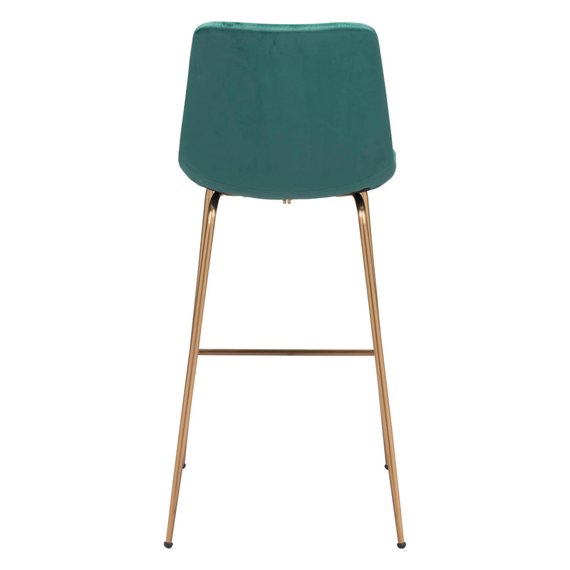 Tony Bar Chair Green & Gold Bar Stools LOOMLAN By Zuo Modern