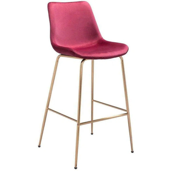 Tony Bar Chair Red & Gold Bar Stools LOOMLAN By Zuo Modern