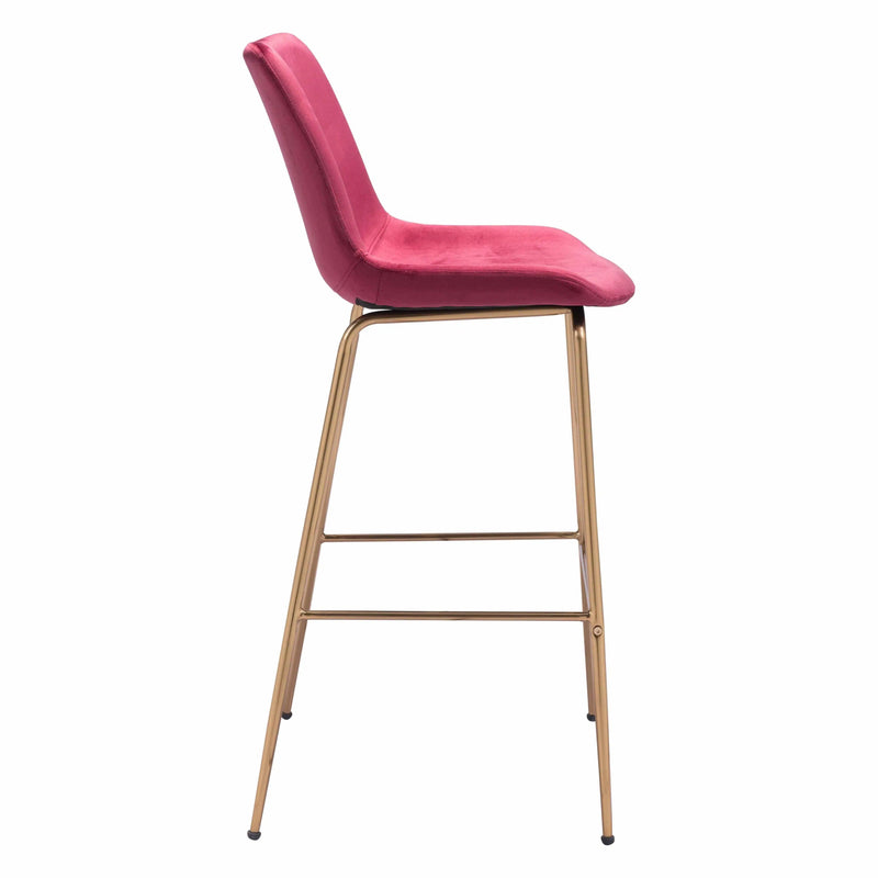 Tony Bar Chair Red & Gold Bar Stools LOOMLAN By Zuo Modern