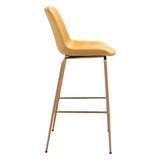 Tony Bar Chair Yellow & Gold Bar Stools LOOMLAN By Zuo Modern