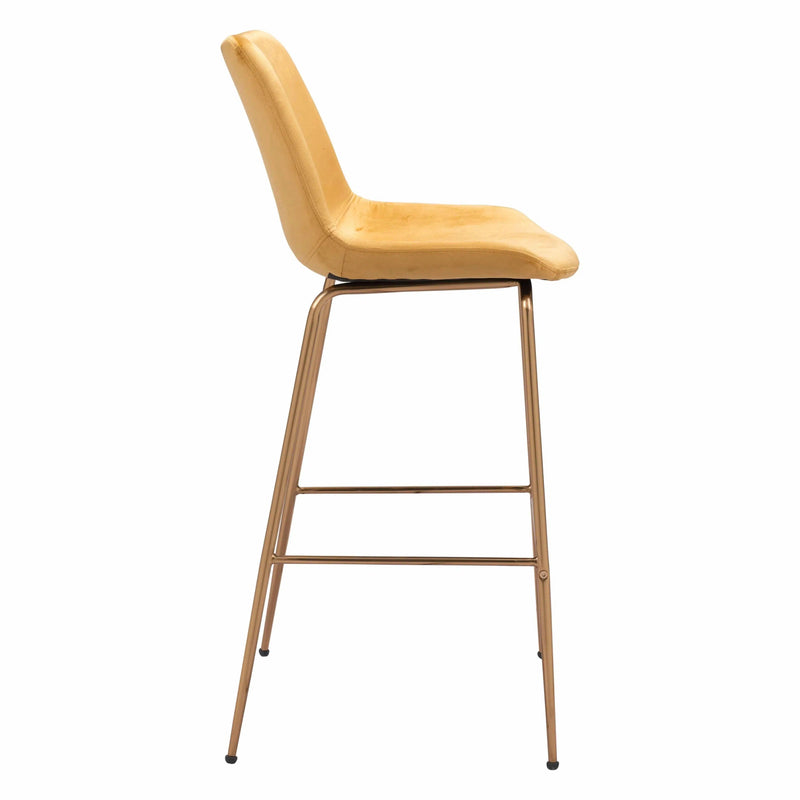 Tony Bar Chair Yellow & Gold Bar Stools LOOMLAN By Zuo Modern