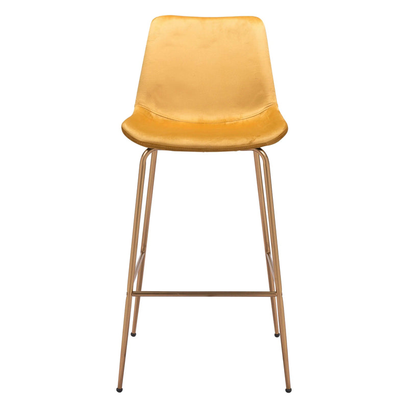 Tony Bar Chair Yellow & Gold Bar Stools LOOMLAN By Zuo Modern