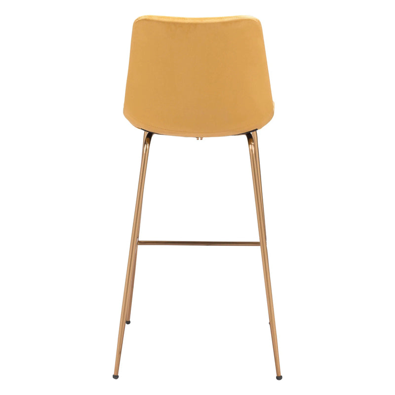 Tony Bar Chair Yellow & Gold Bar Stools LOOMLAN By Zuo Modern