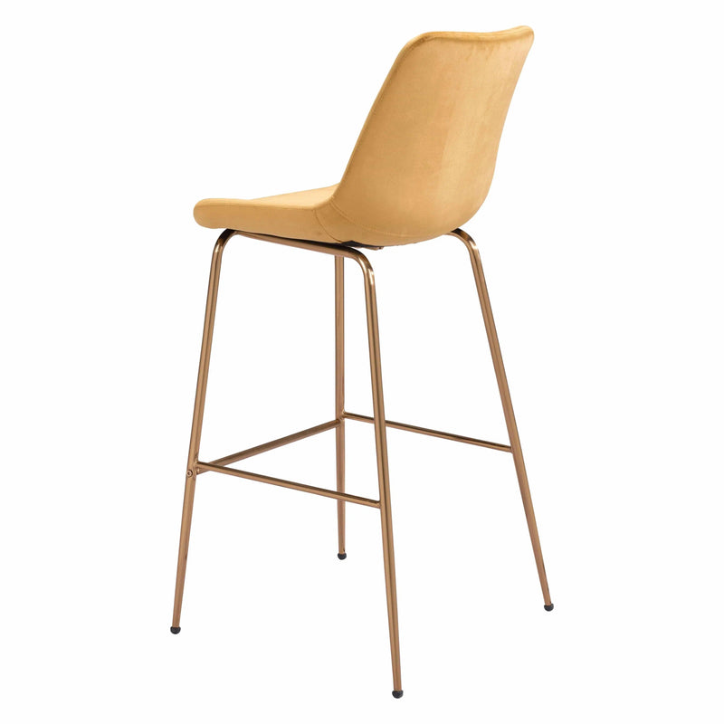 Tony Bar Chair Yellow & Gold Bar Stools LOOMLAN By Zuo Modern