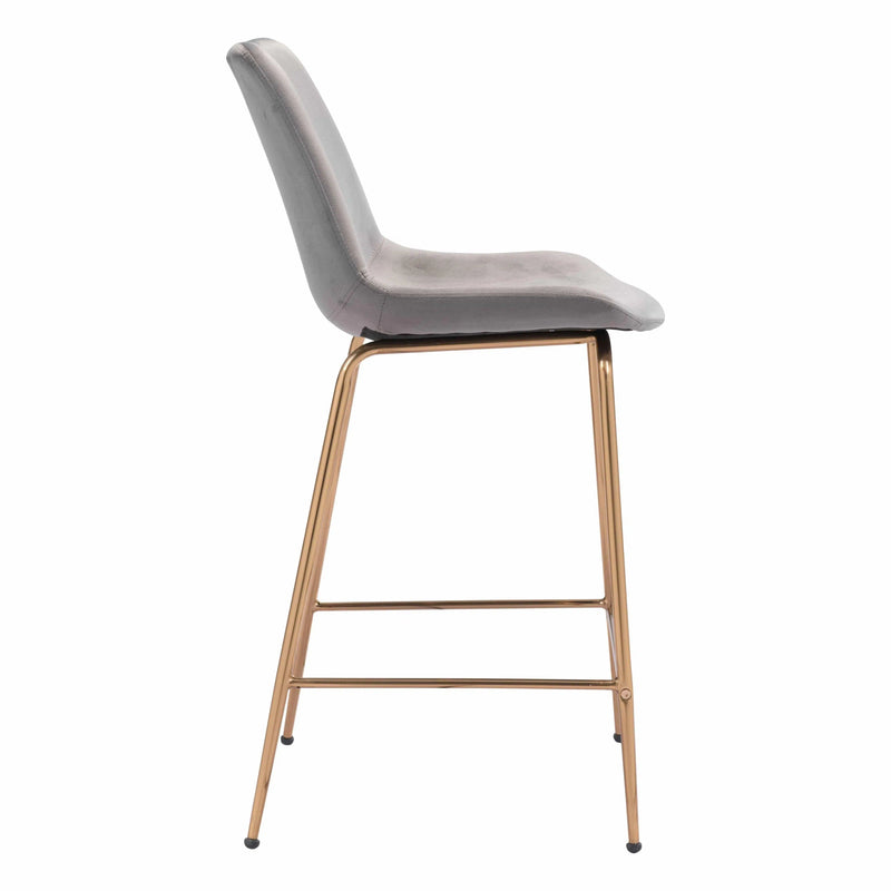 Tony Counter Chair Gray & Gold Counter Stools LOOMLAN By Zuo Modern