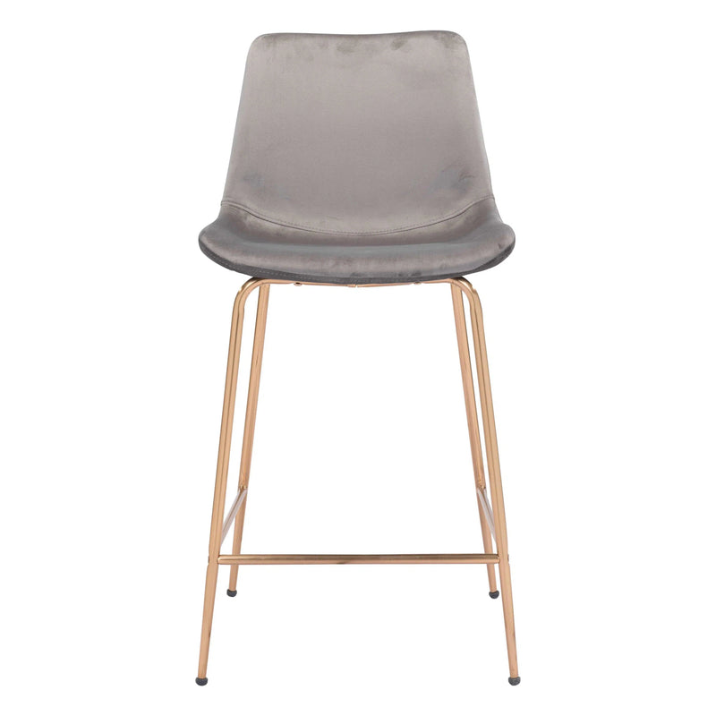 Tony Counter Chair Gray & Gold Counter Stools LOOMLAN By Zuo Modern