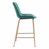 Tony Counter Chair Green & Gold Counter Stools LOOMLAN By Zuo Modern