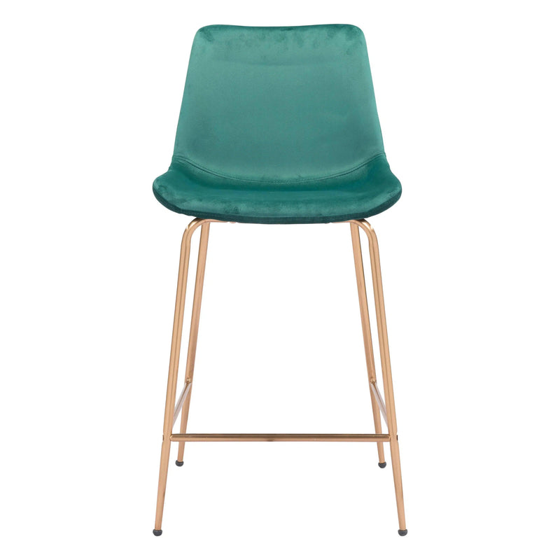 Tony Counter Chair Green & Gold Counter Stools LOOMLAN By Zuo Modern