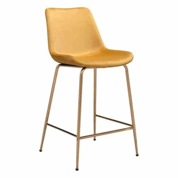 Tony Counter Chair Yellow & Gold Counter Stools LOOMLAN By Zuo Modern