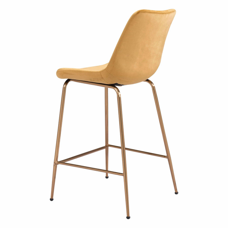 Tony Counter Chair Yellow & Gold Counter Stools LOOMLAN By Zuo Modern