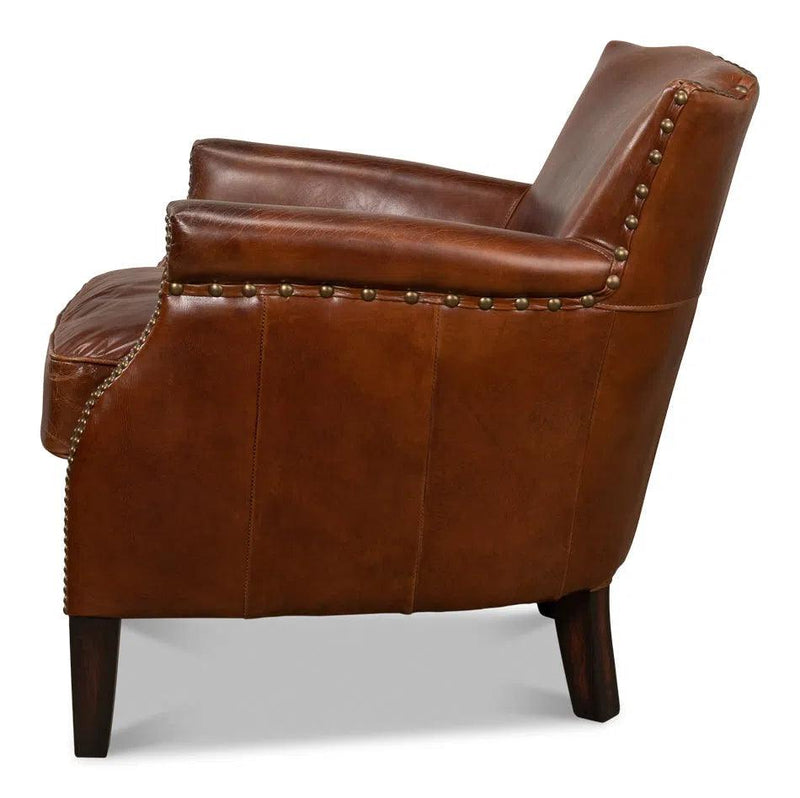 Topeka Leather Club Chair Club Chairs LOOMLAN By Sarreid