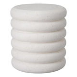 Torus 20 in. Round Chalk White Terrazzo Garden Stool Outdoor Stools LOOMLAN By Emissary