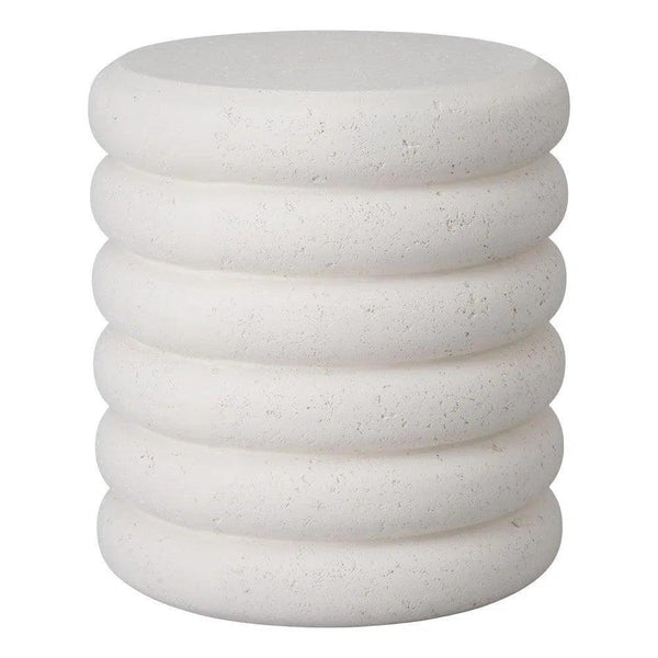 Torus 20 in. Round Chalk White Terrazzo Garden Stool Outdoor Stools LOOMLAN By Emissary