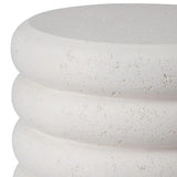 Torus 20 in. Round Chalk White Terrazzo Garden Stool Outdoor Stools LOOMLAN By Emissary