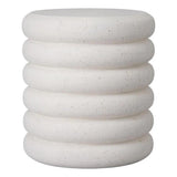 Torus 20 in. Round Chalk White Terrazzo Garden Stool Outdoor Stools LOOMLAN By Emissary