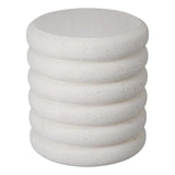 Torus 20 in. Round Chalk White Terrazzo Garden Stool Outdoor Stools LOOMLAN By Emissary