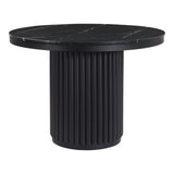 Tower Black Marble and Wood Round Dining Table Dining Tables LOOMLAN By Moe's Home