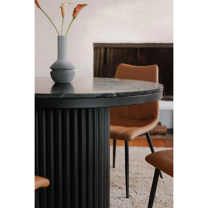 Tower Black Marble and Wood Round Dining Table Dining Tables LOOMLAN By Moe's Home