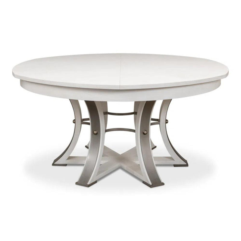 Tower Jupe Extendable Round Dining Table Working White Dining Tables LOOMLAN By Sarreid