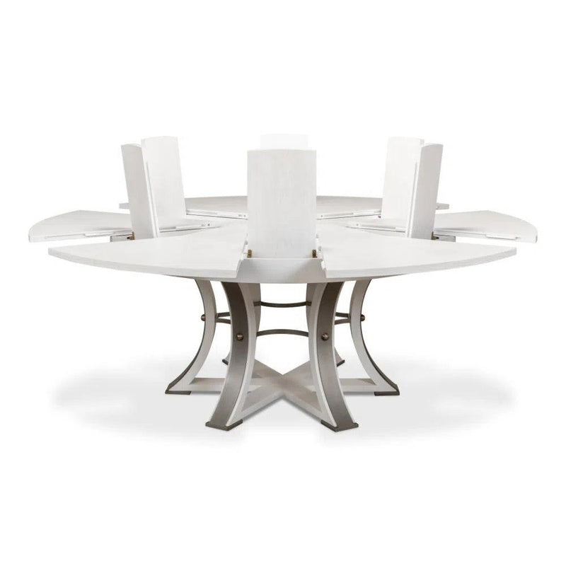 Tower Jupe Extendable Round Dining Table Working White Dining Tables LOOMLAN By Sarreid