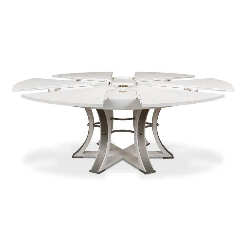 Tower Jupe Extendable Round Dining Table Working White Dining Tables LOOMLAN By Sarreid