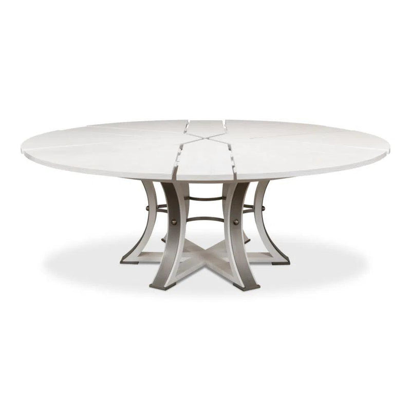 Tower Jupe Extendable Round Dining Table Working White Dining Tables LOOMLAN By Sarreid