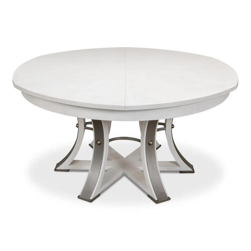 Tower Jupe Extendable Round Dining Table Working White Dining Tables LOOMLAN By Sarreid