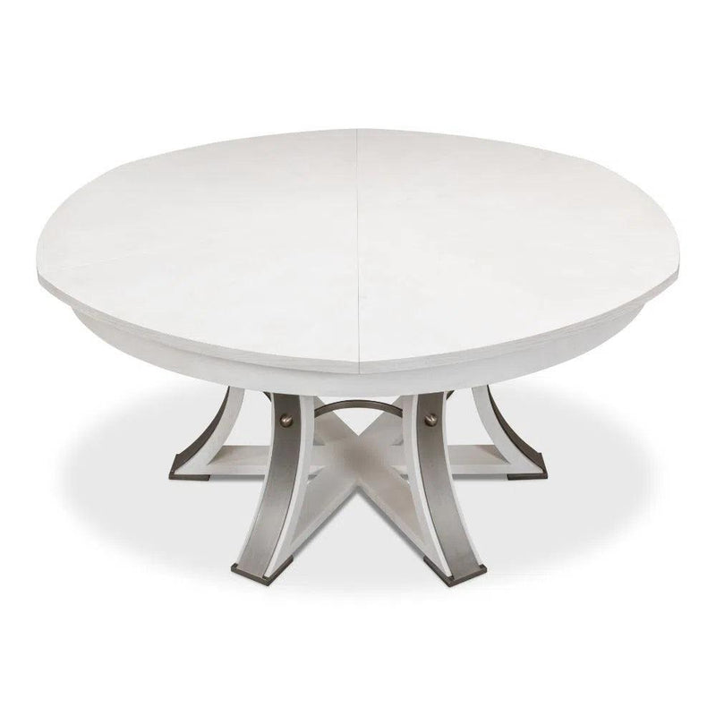 Tower Jupe Extendable Round Dining Table Working White Dining Tables LOOMLAN By Sarreid