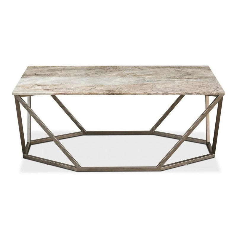 Trapezoid Coffee Table Marble Top Coffee Tables LOOMLAN By Sarreid