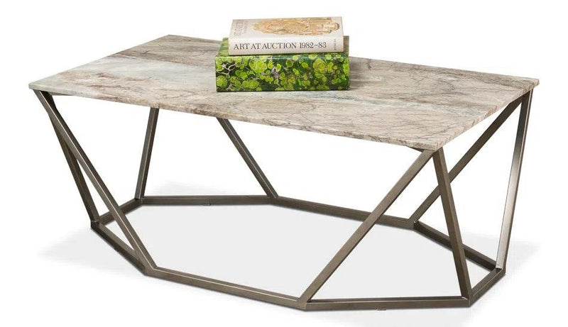 Trapezoid Coffee Table Marble Top Coffee Tables LOOMLAN By Sarreid