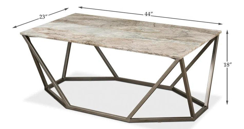 Trapezoid Coffee Table Marble Top Coffee Tables LOOMLAN By Sarreid