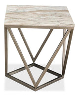 Trapezoid Side Table Marble Top Side Tables LOOMLAN By Sarreid