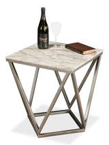 Trapezoid Side Table Marble Top Side Tables LOOMLAN By Sarreid