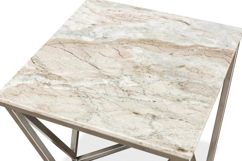 Trapezoid Side Table Marble Top Side Tables LOOMLAN By Sarreid