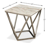 Trapezoid Side Table Marble Top Side Tables LOOMLAN By Sarreid