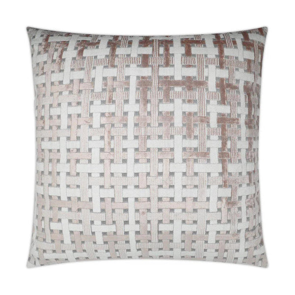 Trellis Velvet Blush Grey Throw Pillow With Insert Throw Pillows LOOMLAN By D.V. Kap