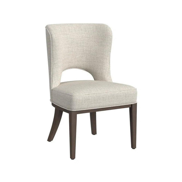 Trevino Rubberwood and Polyester Fabric Brown Armless Dining Chair Dining Chairs LOOMLAN By Bassett Mirror