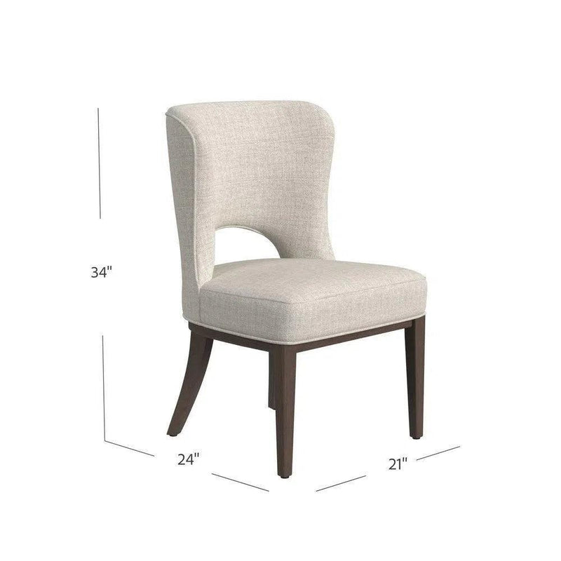 Trevino Rubberwood and Polyester Fabric Brown Armless Dining Chair Dining Chairs LOOMLAN By Bassett Mirror