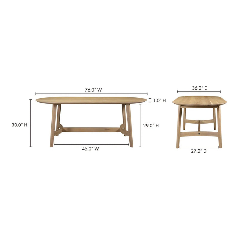 Trie Scandinavian Oak Wood Oval Dining Table Dining Tables LOOMLAN By Moe's Home