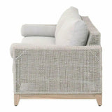 Tropez Outdoor 90" Sofa Taupe & White Rope Pumice Gray Teak Outdoor Sofas & Loveseats LOOMLAN By Essentials For Living