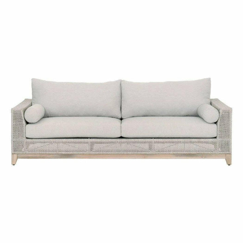 Tropez Outdoor 90" Sofa Taupe & White Rope Pumice Gray Teak Outdoor Sofas & Loveseats LOOMLAN By Essentials For Living