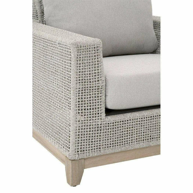 Tropez Outdoor Lounge Chair Taupe White Rope Teak Base Outdoor Lounge Chairs LOOMLAN By Essentials For Living